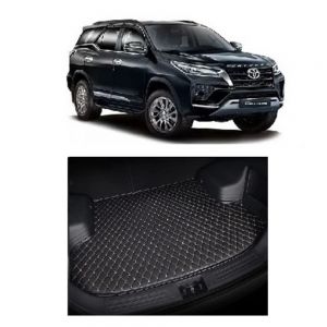 7D Car Trunk/Boot/Dicky PU Leatherette Mat for	Fortuner  black